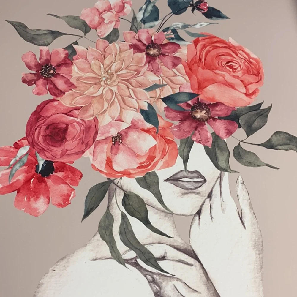 Watercolor Floral Woman Portrait Wall Art Illustration Print Poster Unframed - Picture 15 of 17